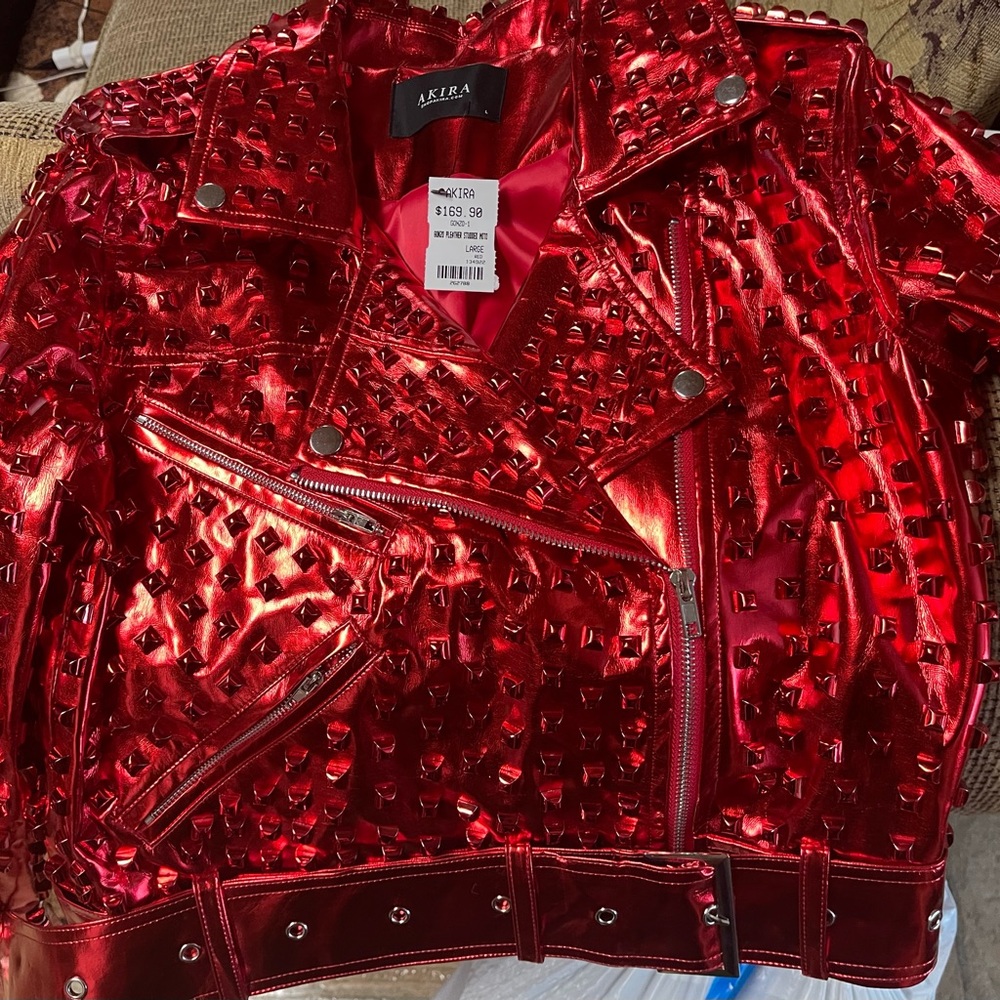 AKIRA Gonzo Pleather Studded Moto …
